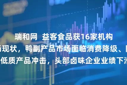 瑞和网  益客食品获16家机构调研：目前市场现状，鸭副产品市场面临消费降级、同质化竞争及低质产品冲击，头部卤味企业业绩下滑，公司鸭副产品价格相对较低，处于低位（附调研问答）