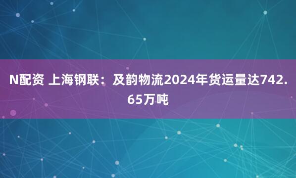 N配资 上海钢联：及韵物流2024年货运量达742.65万吨
